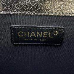 Chanel  Silver/Black Cc Logo Turnlock Chain Leather Shoulder Bag