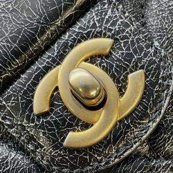 Chanel  Silver/Black Cc Logo Turnlock Chain Leather Shoulder Bag