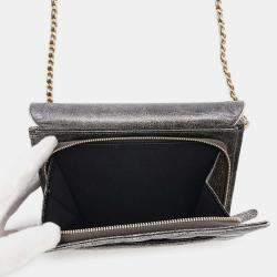 Chanel  Silver/Black Cc Logo Turnlock Chain Leather Shoulder Bag