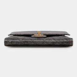 Chanel  Silver/Black Cc Logo Turnlock Chain Leather Shoulder Bag