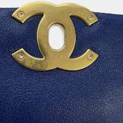 Pre Owned Chanel Blue Lambskin Leather 19 Flap Chain Shoulder Bag