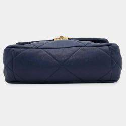 Pre Owned Chanel Blue Lambskin Leather 19 Flap Chain Shoulder Bag
