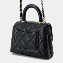 Chanel Black Caviar Leather Coco Handle Bag 