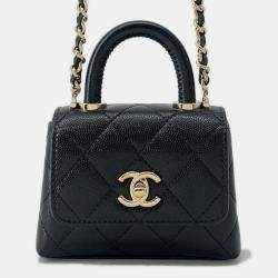 Chanel Black Caviar Leather Coco Handle Bag 