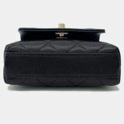 Chanel Black Caviar Leather Coco Handle Bag 