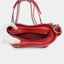 Chanel Red Leather Gabrielle Small Hobo Chain Shoulder Bag