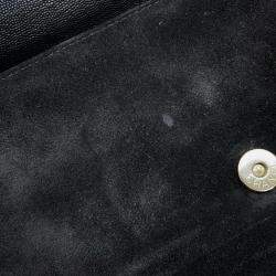 Chanel Matelasse Cc Logo Chain Black Caviar Leather Suede Shoulder Bag