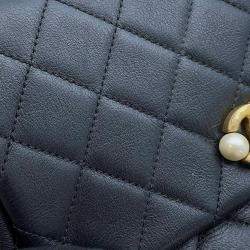 Chanel Black Calf Leather CC Pearl Shoulder Bag
