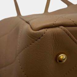 Chanel Beige Lambskin Leather Chain Shoulder Tote Bag