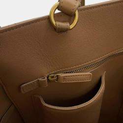 Chanel Beige Lambskin Leather Chain Shoulder Tote Bag