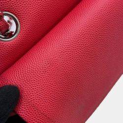 Chanel Red Caviar Leather Classic Double Flap Bag 