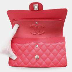 Chanel Red Caviar Leather Classic Double Flap Bag 