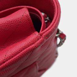Chanel Red Caviar Leather Classic Double Flap Bag 
