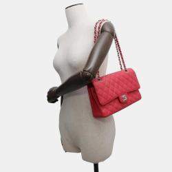 Chanel Red Caviar Leather Classic Double Flap Bag 