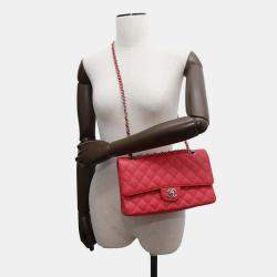 Chanel Red Caviar Leather Classic Double Flap Bag 