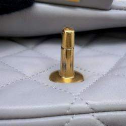 Pre Owned Chanel Matelasse Gray Lambskin Shoulder Bag