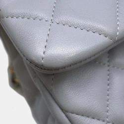 Pre Owned Chanel Matelasse Gray Lambskin Shoulder Bag