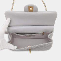 Pre Owned Chanel Matelasse Gray Lambskin Shoulder Bag
