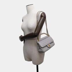 Pre Owned Chanel Matelasse Gray Lambskin Shoulder Bag
