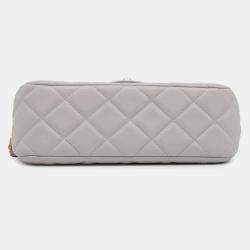 Pre Owned Chanel Matelasse Gray Lambskin Shoulder Bag