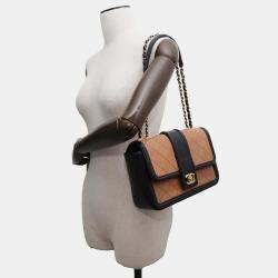 Chanel Matelasse Single Flap Chain Beige/Black Lambskin Shoulder Bag