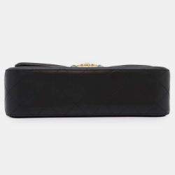 Chanel Matelasse Single Flap Chain Beige/Black Lambskin Shoulder Bag