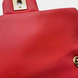 Chanel Red Lambskin Leather Flap Chain Shoulder Bag