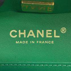 Chanel Green Lambskin Matelasse Vanity Chain Shoulder Bag