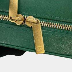 Chanel Green Lambskin Matelasse Vanity Chain Shoulder Bag