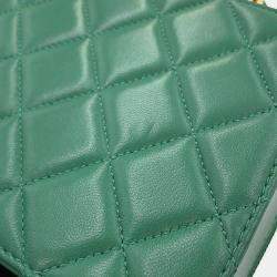 Chanel Green Lambskin Matelasse Vanity Chain Shoulder Bag