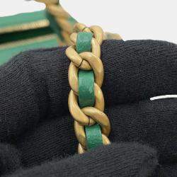 Chanel Green Lambskin Matelasse Vanity Chain Shoulder Bag