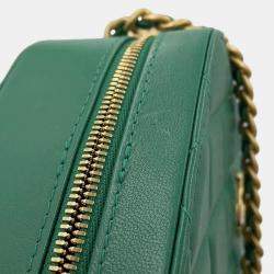 Chanel Green Lambskin Matelasse Vanity Chain Shoulder Bag