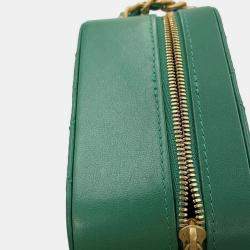 Chanel Green Lambskin Matelasse Vanity Chain Shoulder Bag