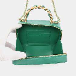 Chanel Green Lambskin Matelasse Vanity Chain Shoulder Bag