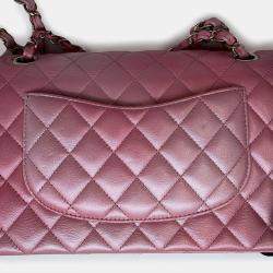 Pre Owned Chanel Gradation Light Pink Goatskin Leather Classic Double Flap Shoulder Bag 