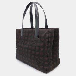 Chanel Brown/Black Nylon Leather New Travel Line Tote Bag 