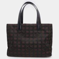 Chanel Brown/Black Nylon Leather New Travel Line Tote Bag 