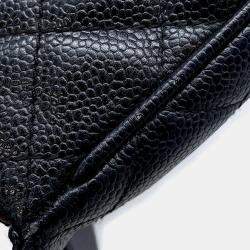 Chanel Black Caviar Leather One Belt Cc Logo Semi Shoulder Bag 