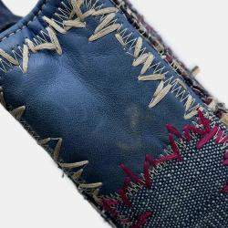 Pre Owned Chanel Multicolor Denim Canvas Leather Patchwork Chain Shoulder Bag 