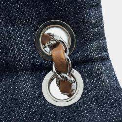 Pre Owned Chanel Multicolor Denim Canvas Leather Patchwork Chain Shoulder Bag 