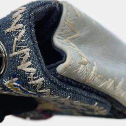 Pre Owned Chanel Multicolor Denim Canvas Leather Patchwork Chain Shoulder Bag 