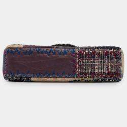 Pre Owned Chanel Multicolor Denim Canvas Leather Patchwork Chain Shoulder Bag 