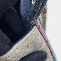 Pre Owned Chanel Multicolor Denim Canvas Leather Patchwork Chain Shoulder Bag 