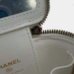 Chanel White Caviar Leather Vanity Chain Shoulder Bag