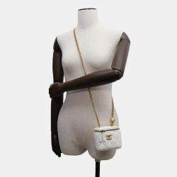 Chanel White Caviar Leather Vanity Chain Shoulder Bag
