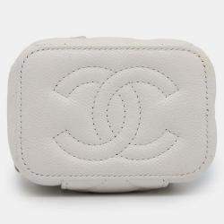 Chanel White Caviar Leather Vanity Chain Shoulder Bag