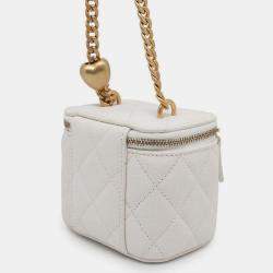 Chanel White Caviar Leather Vanity Chain Shoulder Bag