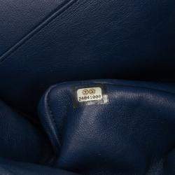 Pre Owned Chanel Blue Caviar Leather Jumbo Classic Double Flap Shoulder Bag