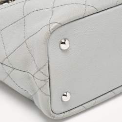 Pre Owned Chanel Grey/Black Quilted Caviar Leather Fever Shopper Tote