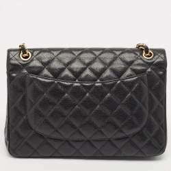 مملوكة مسبقًا Chanel Black Quilted Caviar Leather Jumbo Classic Double Flap Bag